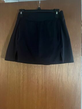 Black Women's Mini Skort  with Side Slits- shorts underneath.